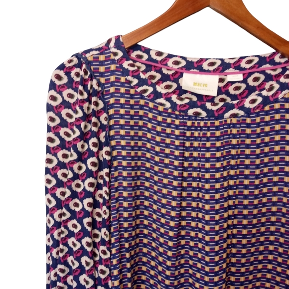 Maeve Anthropologie Cheyenne Mixed Print Peplum Pullover Top Purple Size Medium - Picture 5 of 13